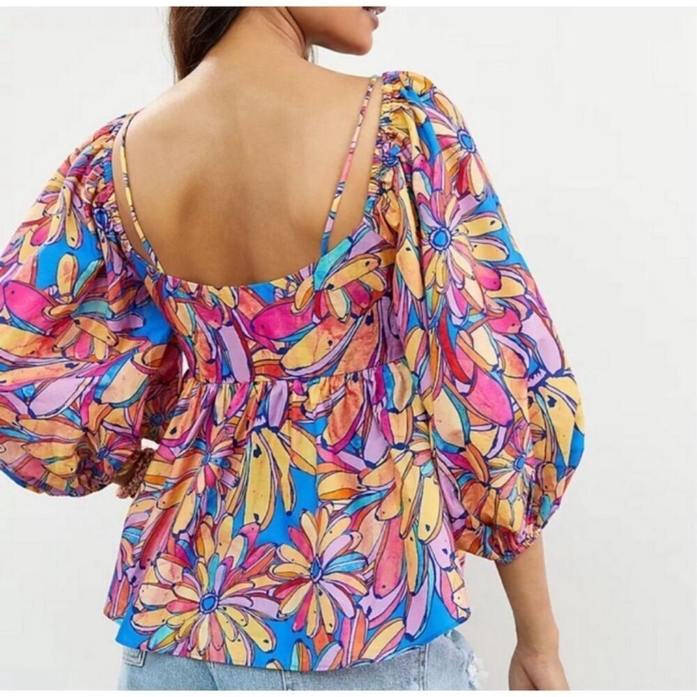 FARM for Anthropologie | Balloon Sleeve Blouse Sz L EUC - Picture 3 of 15